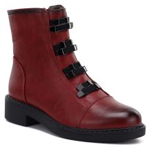 Women's winter ankle boots on a block red M.Daszyński SA252-16 SA252-1