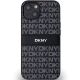 3. DKNY Leather Mono Stripe & Metal Logo Case for iPhone 15/14/13 - Black