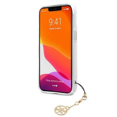 5. Guess GUHCP13SKB4GBR iPhone 13 mini 5.4" Transparent hardcase 4G Brown Strap Charm