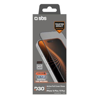 2. SBS tempered glass with D3O technology with applicator for iPhone 16 Plus / iPhone 15 Plus