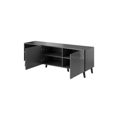 2. ABETO TV cabinet 150x42x52 graphite/glossy graphite