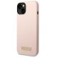 2. Guess Silicone Logo Plate MagSafe Case for iPhone 13 / 14 / 15 - Pink