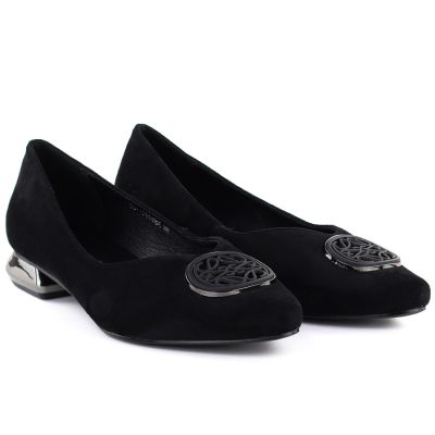 4. Women's ballerinas with decorative heels, black Potocki SZ12770