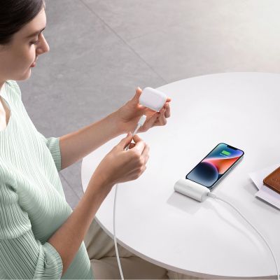 11. Baseus Compact 5000mAh 20W Powerbank with Lightning Connector and USB-C Socket - White