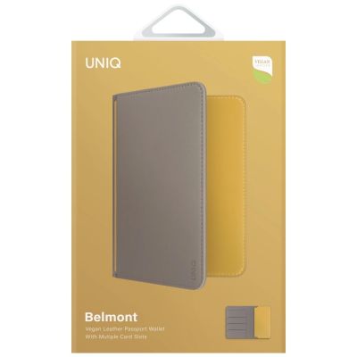 6. Uniq Belmont RFID Blocking Passport Case - Grey/Yellow