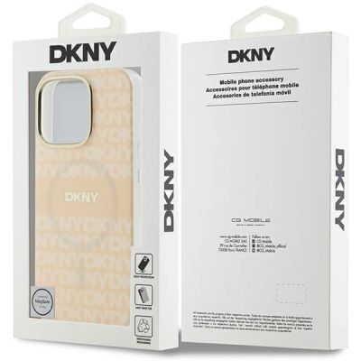 8. DKNY Repeat Texture Pattern & Stripe MagSafe iPhone 16 Pro Case - Pink