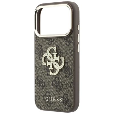 6. Guess 4G & Big Strass Logo Case for iPhone 18 Pro / 17 Pro - Brown