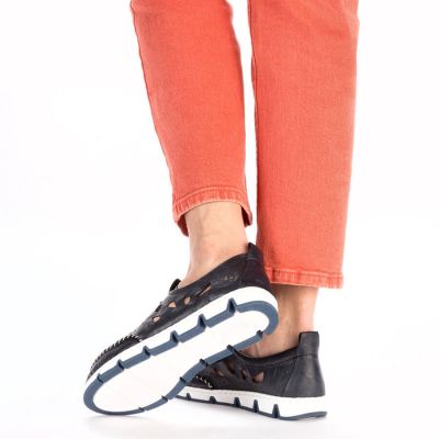 30. Rieker W RKR652 navy blue openwork leather shoes