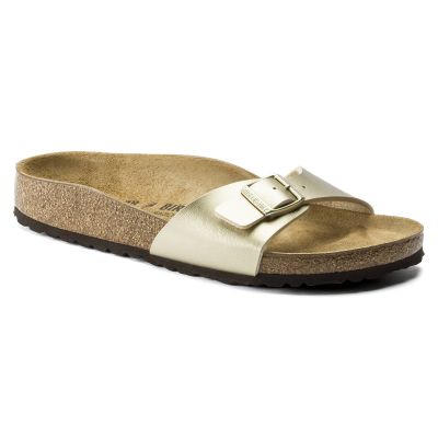10. Birkenstock Madrid Birko-Flor Gold women's regular wide gold flip-flops (1016106)