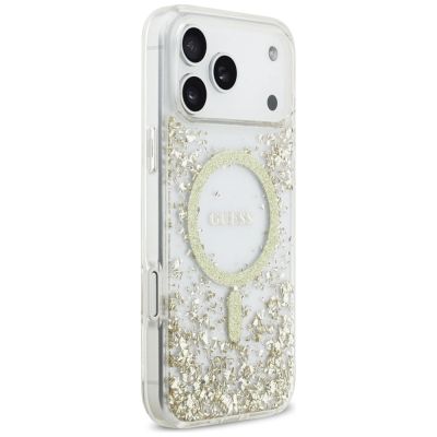 4. Guess Resin Bottom Glitter MagSafe Case for iPhone 17 Pro Max - Gold