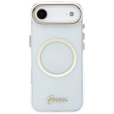 4. Guess IML Script Metal MagSafe Case for iPhone Air - Clear