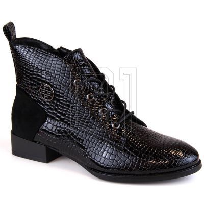 Filippo W PAW478A black patent leather ankle boots with insulated crocodile sole