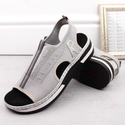 14. Rieker W RKR686 metallic comfortable slip-on sandals 