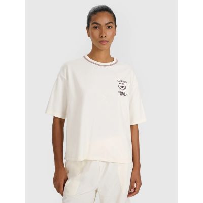 4. Women's oversize printed T-shirt 4F 4FRSS25TTSHF2979-11S