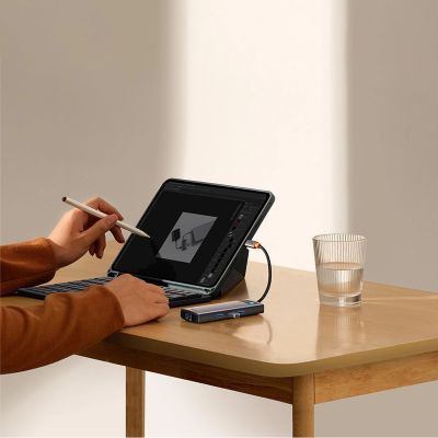 22. Baseus Metal Gleam Series HUB 7-in-1 USB Type C docking station - 1 x HDMI / 1 x VGA / 3 x USB 3.2 Gen. 1 / 1 x Power Delivery / 1 x RJ-45 Ethernet gray (WKWG040013)