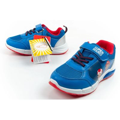 8. Leomil children's sports shoes Super Mario sneakers with velcro LED blue