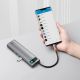 10. Baseus Metal Gleam 11in1 multifunctional USB Type C HUB - 3x USB 3.2 Gen 1 5Gbps / USB Type C PD 100W / 3.5 mm mini jack AUX / VGA Full HD 60Hz / 2x HDMI 4K 30Hz / TF and SD card reader / RJ45 1Gbps gray (CAHUB-CT0G)