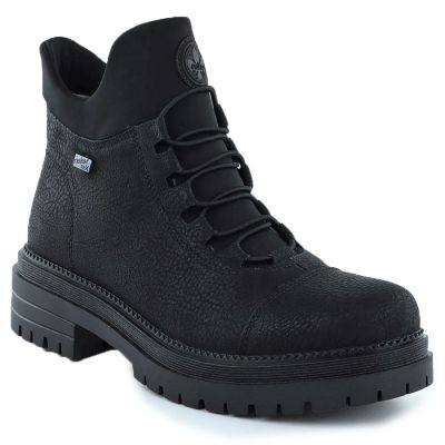 9. Women’s Black Leather Ankle Boots with Elastic Gussets, Rieker Y3163-00