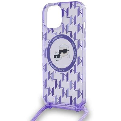 5. Karl Lagerfeld IML Crossbody Monogram Karl & Choupette Head MagSafe case for iPhone 15 / 14 / 13 - purple