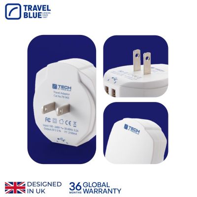 5. TRAVEL BLUE 2-USB MAINS CHARGER – USA