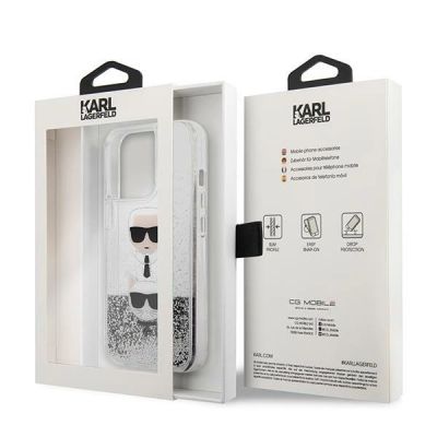 8. Karl Lagerfeld Liquid Glitter Karl&Choupette Head case for iPhone 13 Pro / iPhone 13 - silver