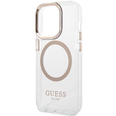6. Guess Metal Outline Magsafe case for iPhone 15 / 14 / 13 - gold
