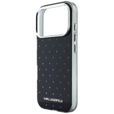 6. Karl Lagerfeld IML Rhinestones Allover and Electroplated Logo Case for iPhone 17 Pro / 18 Pro - Black