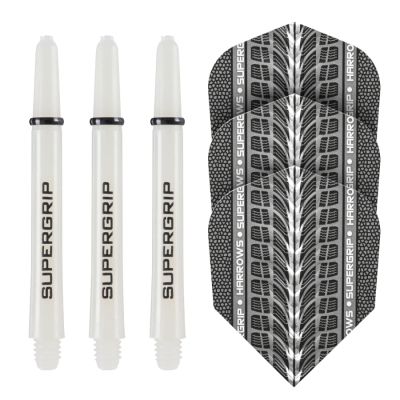 3. Harrows Twin Pack Supergrip shafts + Supergrip flights (white)
