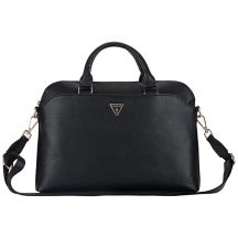 Guess Grained Zipper Pocket Triangle Logo 15" Laptop Bag - Black