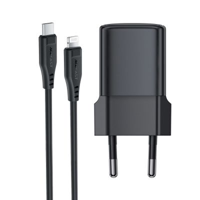 17. Acefast A118 30W GaN USB-C Wall Charger with 1.2m USB-C to Lightning Cable - Black