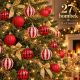 4. Safe Decorative Plastic Baubles, 27 Pieces, 6 cm, Red and White, MICA