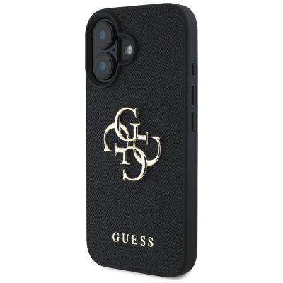 2. Guess Grained Big 4G Logo Small Classic Logo case for iPhone 16 - black