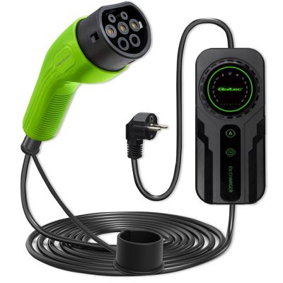 19. Qoltec Mobile charger for electric car EV with regulation 2 in 1 Type2 SCHUKO 3.5kW 230V LCD Portable Wallbox 5m