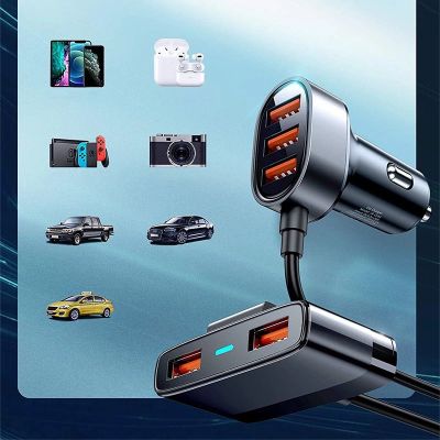 6. Joyroom fast car charger 5x USB 6.2 A with extension cable black (JR-CL03)