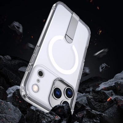 6. Hybrid Armor X Case for Samsung Galaxy S25 FE with Stand Compatible with MagSafe - Transparent