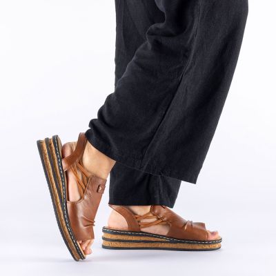 6. Comfortable women's wedge sandals, brown, Rieker 62962-22