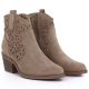 3. Women's suede ankle boots with openwork heel, beige, S.Barski HY61-8012