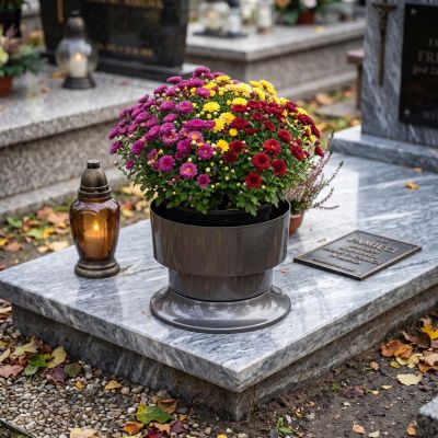 4. STABLE DECORATIVE GRAVE FLOWER POT 15 CM BLACK
