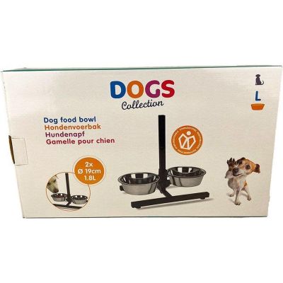 2. DOG AND CAT BOWL STAINLESS STEEL ON STAND 1.8L 2 PCS