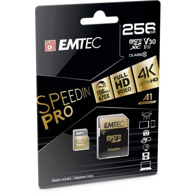 2. Emtec SpeedIN Pro 256 GB MicroSDXC UHS-I Class 10