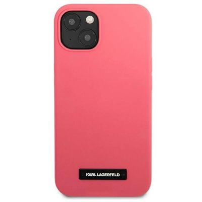 3. Karl Lagerfeld Silicone Plaque Case for iPhone 13 mini - Fuchsia