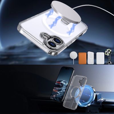 4. Hybrid Armor X Case for iPhone 17 with Stand, Compatible with MagSafe - Transparent