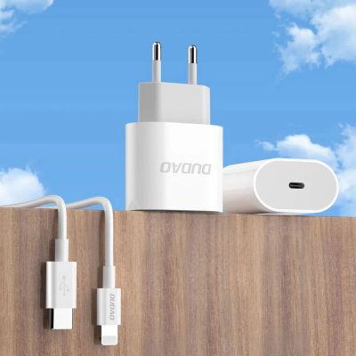 2. Dudao A14EUC PD 20W USB-C Wall Charger with Cable - White