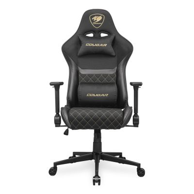 COUGAR CGR-A2F-GLB Universal Gaming Chair with Padded Upholstered Seat, Black, Gold