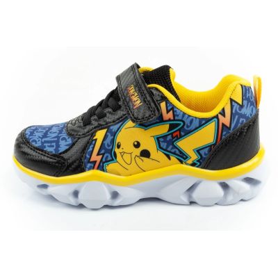 2. Leomil children's sports shoes Pokemon sneakers lightweight with velcro LED black yellow