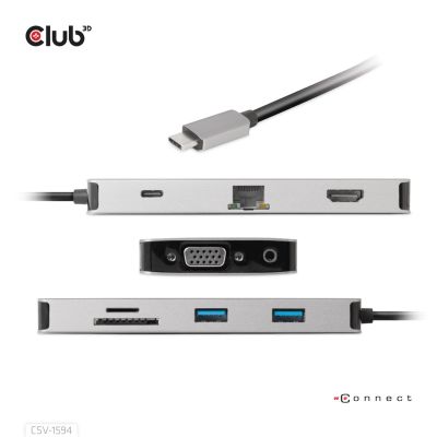 6. CLUB3D CSV-1594 USB 3.2 Gen 1 (3.1 Gen 1) Type-C Docking Station Black, Gray