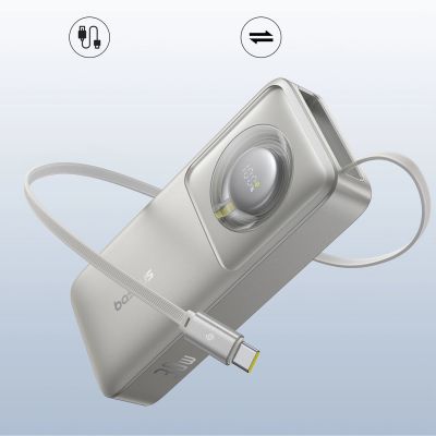 6. Baseus Free2Pull 10000mAh 30W powerbank with USB-C port and retractable USB-C cable - gray