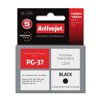 Activejet AC-37R Ink (Canon PG-37 replacement; Premium; 12 ml; black)