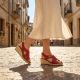 7. Sergio Leone SK297 Burgundy Women's Leather Wedge Sandals