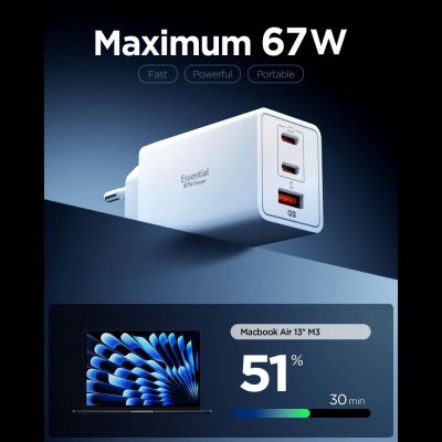 2. Spigen Essential EE673EU 3-port 67W wall charger - white